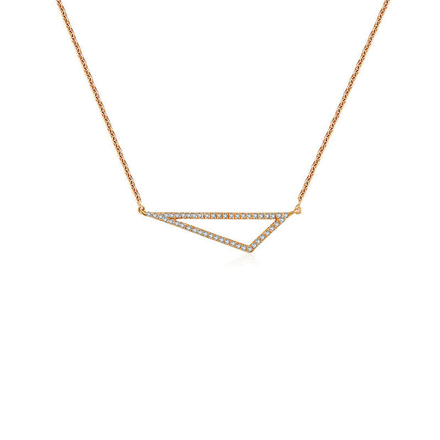 18k Gold Hollow Triangle Diamond Necklace - Genevieve Collection