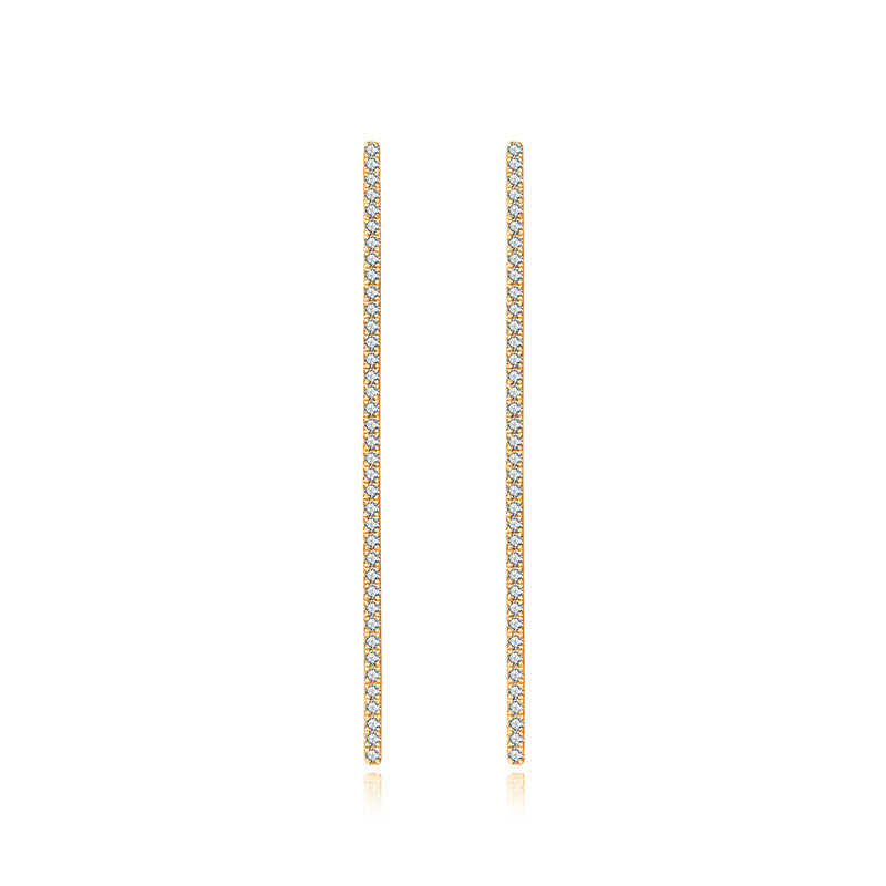 18k Gold Long Vertical Line Diamond Ear Cuff - Genevieve Collection