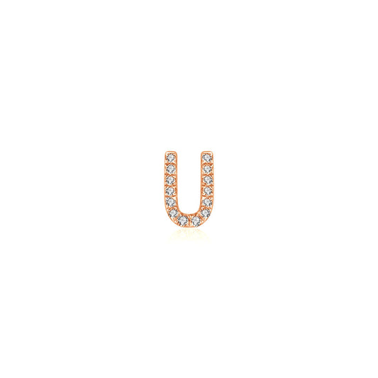 18k Gold Initial Letter "U" Diamond Pendant - Genevieve Collection