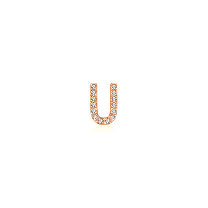 18k Gold Initial Letter "U" Diamond Pendant - Genevieve Collection