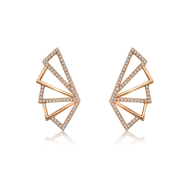 18k Gold Fan Shape Diamond Earring - Genevieve Collection