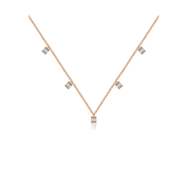 18k Gold Square Shape Diamond Necklace / Choker - Genevieve Collection