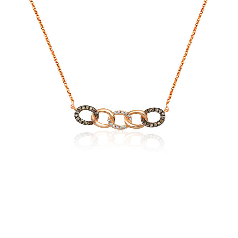 18k Gold Chain Shape Diamond Necklace With Black Plating - Genevieve Collection