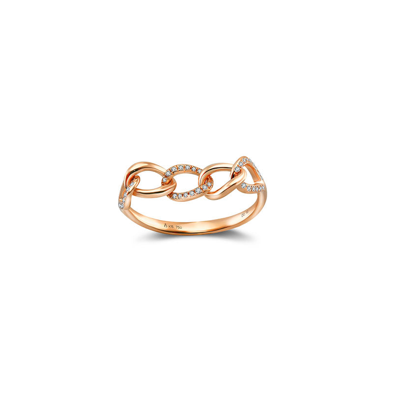 18k Gold Chain Shape Diamond Ring - Genevieve Collection