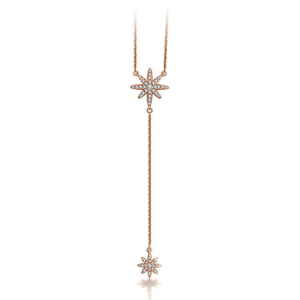 18k Gold Star Dangling Diamond Necklace - Genevieve Collection