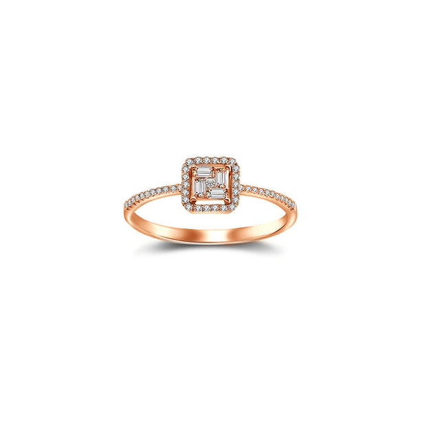 18k Gold Rectangle Shaped Diamond Ring - Genevieve Collection