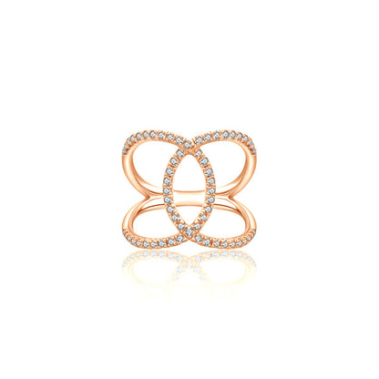 18k Gold Connected Curve Diamond Ring - Genevieve Collection