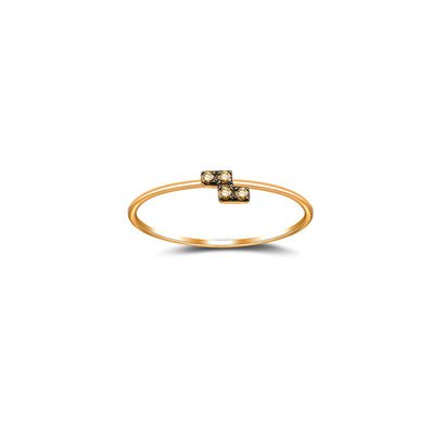18k Gold Tetris level Z-Block Diamond Ring With Rose Gold - Genevieve Collection