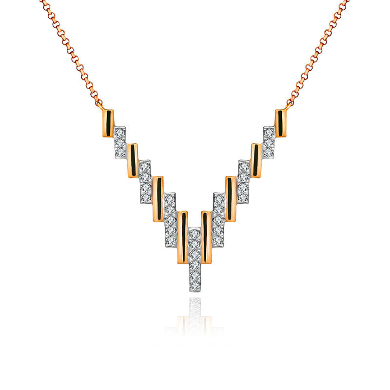 18k Gold Multi Rectangle Diamond Necklace - Genevieve Collection