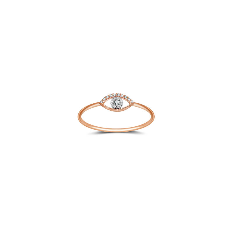 18k Gold Eye Shape Diamond Ring - Genevieve Collection