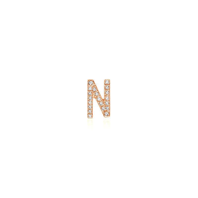 18k Gold Initial Letter "N" Diamond Pendant - Genevieve Collection