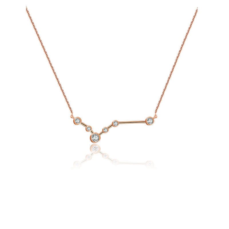 Pisces Zodiac Constellation Necklace 18k Gold & Diamond - Genevieve Collection