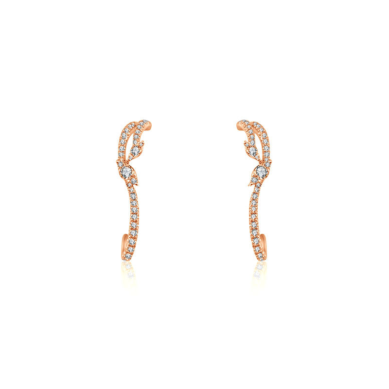 18k Gold Twisted Shape Half Hoop Diamond Earring - Genevieve Collection