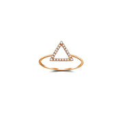 18k Gold Hollow Triangle Pave Diamond Ring - Genevieve Collection