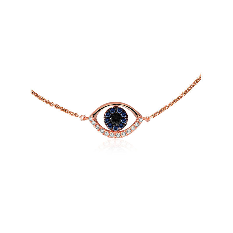 18k Gold Evil Eye Sapphire and Diamond Bracelet - Genevieve Collection