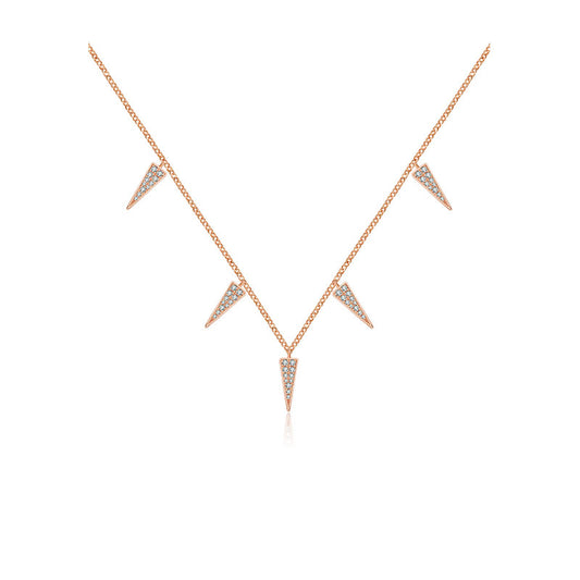 18k Gold Pointed Triangle Shape Diamond Necklace / Choker - Genevieve Collection