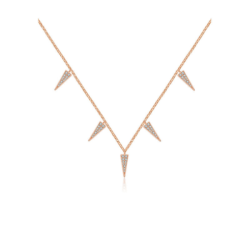 18k Gold Pointed Triangle Shape Diamond Necklace / Choker - Genevieve Collection