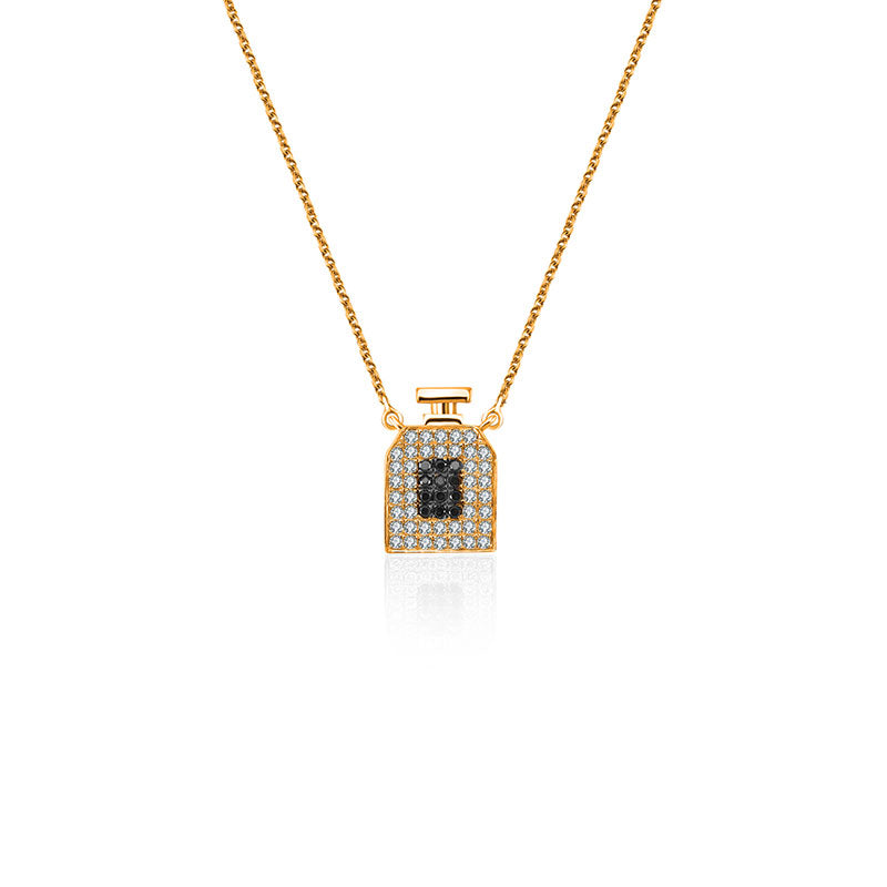 18k Gold Perfume Bottle Shape Diamond Necklace - Genevieve Collection