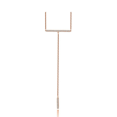 18k Gold Line Dangling Diamond Necklace - Genevieve Collection