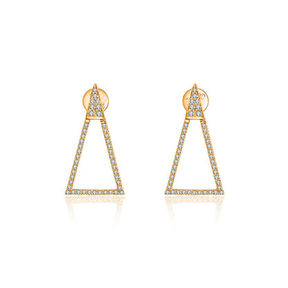 18k Gold Hollow Isosceles Triangle Diamond Earring - Genevieve Collection