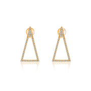 18k Gold Hollow Isosceles Triangle Diamond Earring - Genevieve Collection
