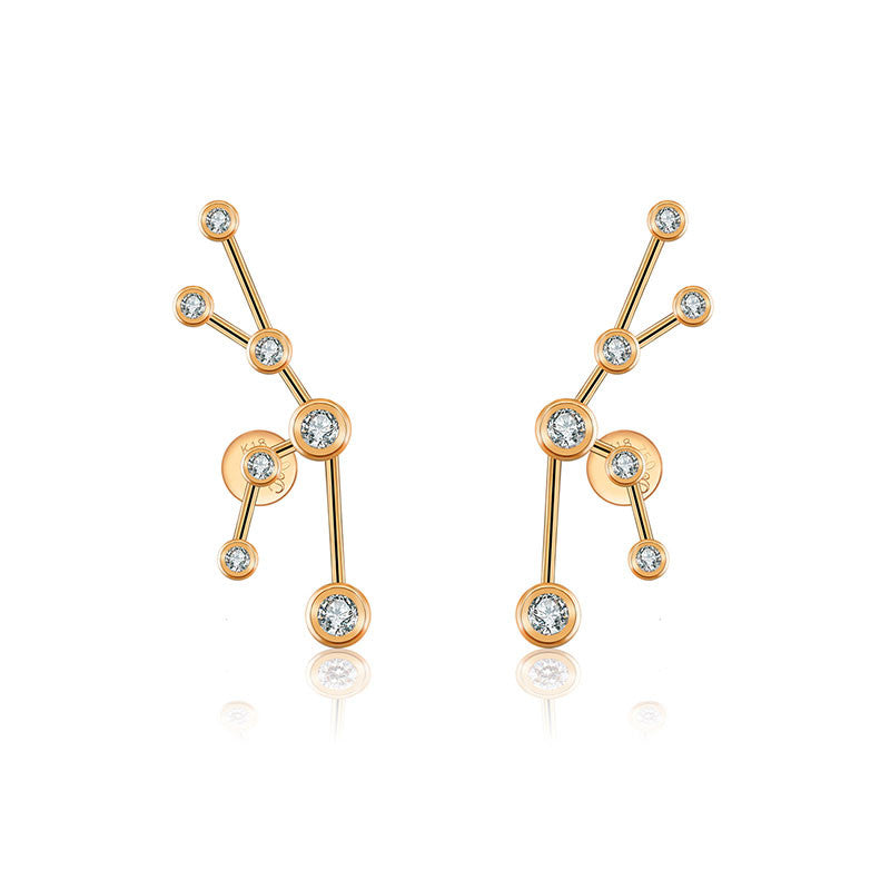 Taurus Zodiac Constellation Earring 18k Gold & Diamond - Genevieve Collection