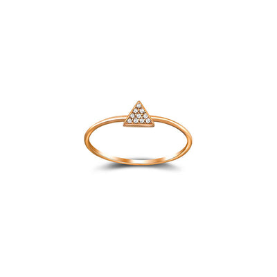 18k Gold Triangle Shape Pave Diamond Ring - Genevieve Collection
