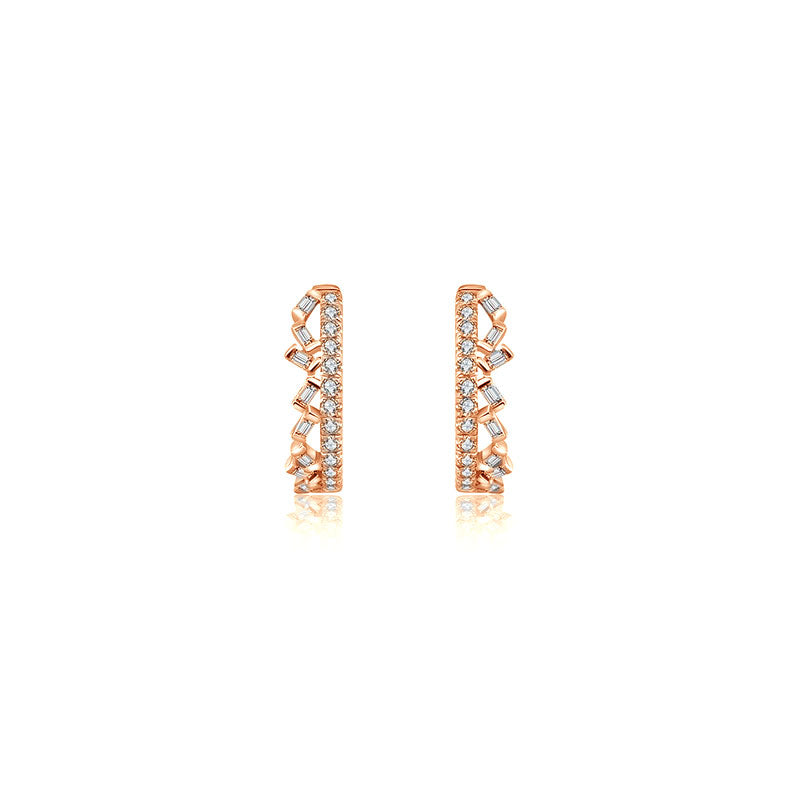 18k Gold Hoop Diamond Earring with Irregular Pattern - Genevieve Collection