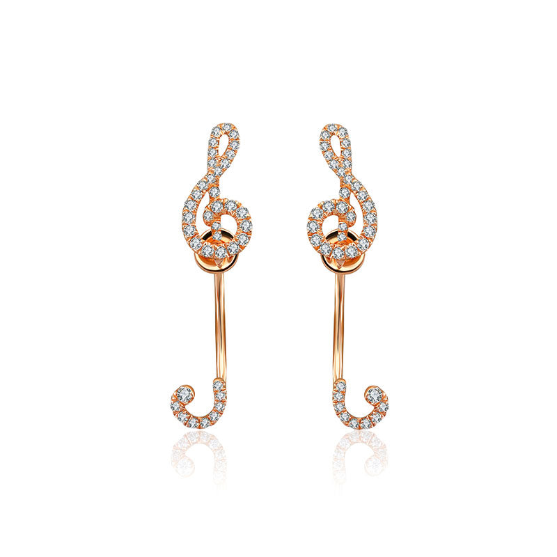 18k Gold G Clef Shape Diamond Earring - Genevieve Collection