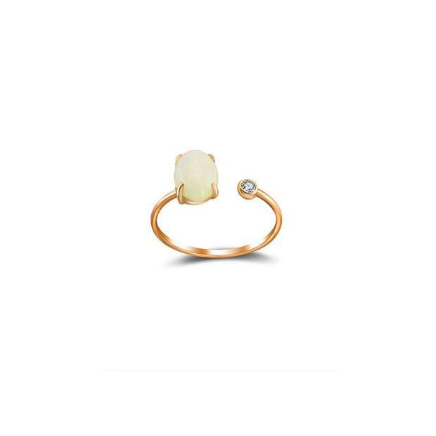 18k Gold Opal Open Diamond Ring - Genevieve Collection