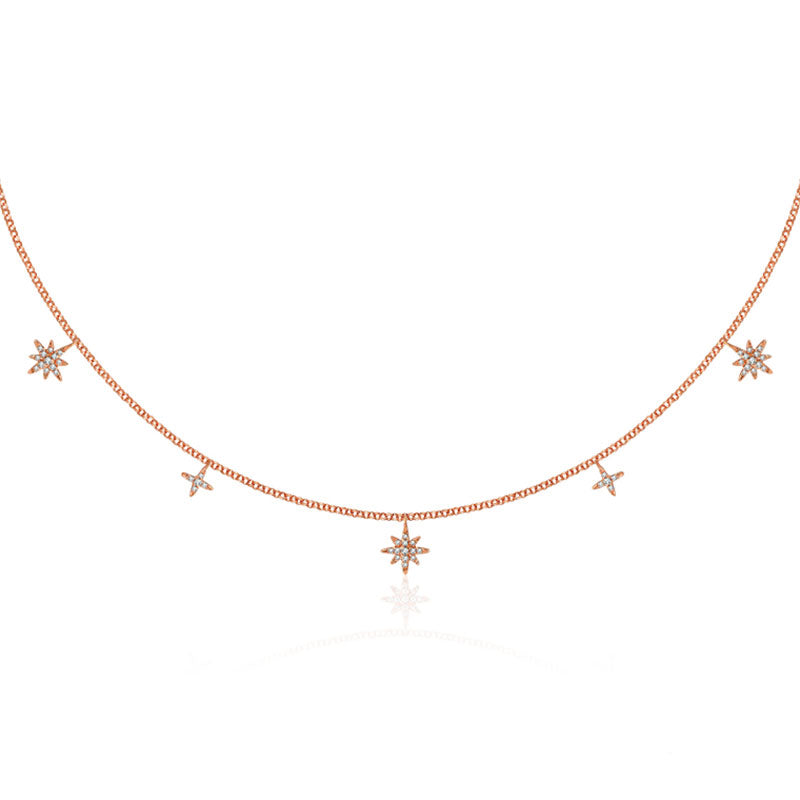 18k Gold Star Shape Diamond Necklace / Choker - Genevieve Collection