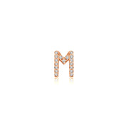 18k Gold Initial Letter "M" Diamond Pandent + Necklace - Genevieve Collection