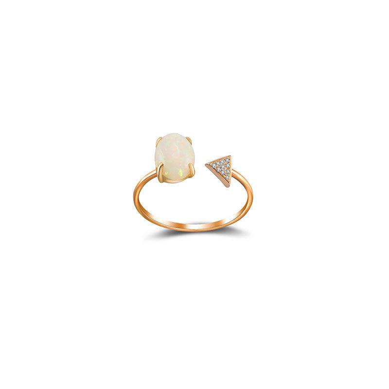 18k Gold Opal Open Diamond Ring With Arrow Shape - Genevieve Collection