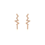 18k Gold Lightning Pattern Half Hoop Diamond Earring - Genevieve Collection