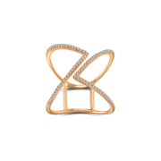 18k Gold Double Arrow Diamond Open Ring - Genevieve Collection