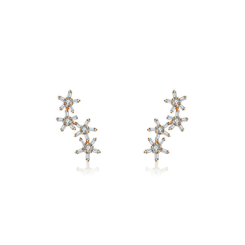 18k Gold Irregular Order Flower Shape Diamond Earring - Genevieve Collection