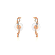 18k Gold Twisted Shape Half Hoop Diamond Earring - Genevieve Collection