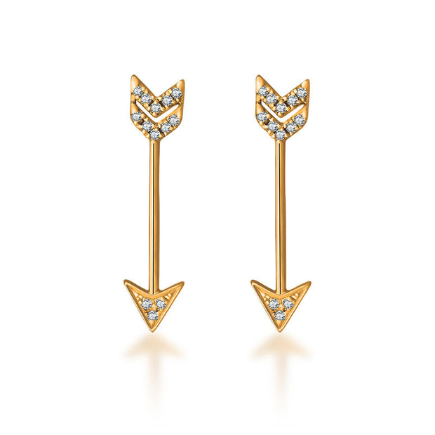 18k Gold Diamond Arrow Upward Earring - Genevieve Collection