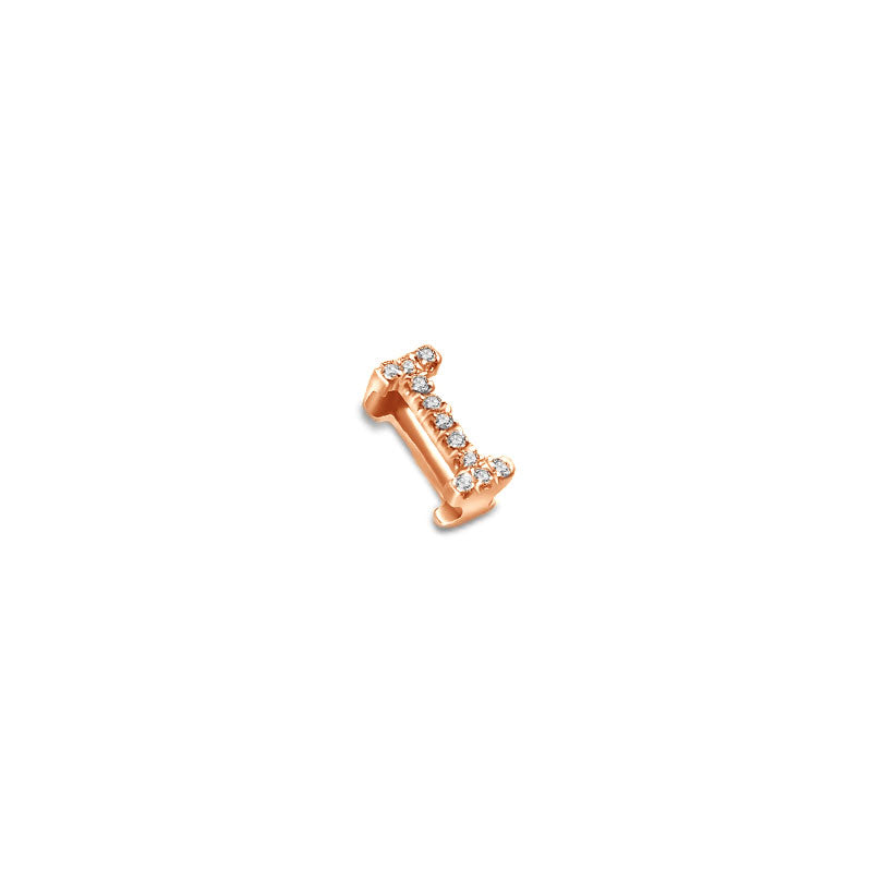 18k Gold Initial Letter "I" Diamond Pendant - Genevieve Collection