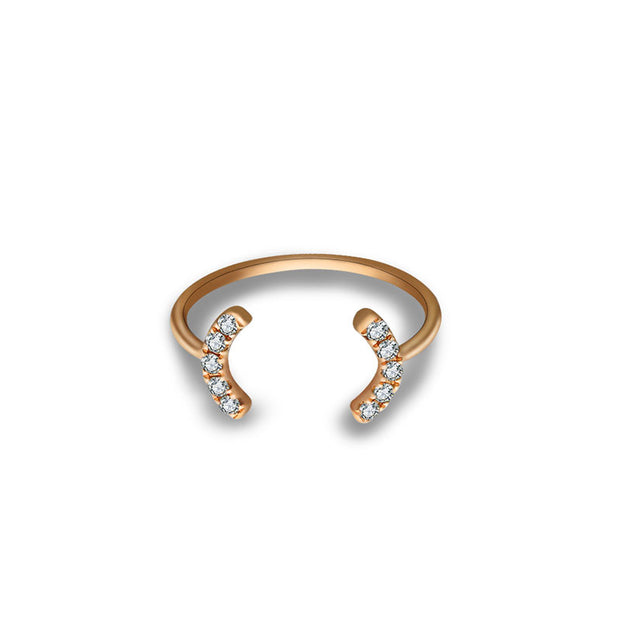 18k Gold Bracket Diamond Midi / Pinky Ring - Genevieve Collection