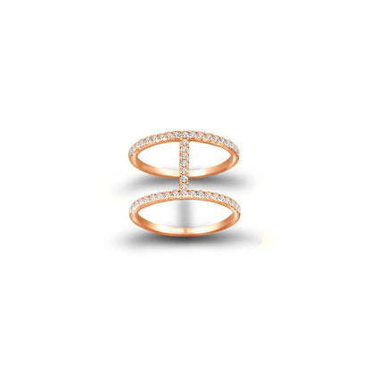 18k Gold Connected Line Diamond Ring - Genevieve Collection