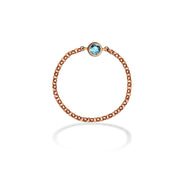 18k Gold March Birthstone Aquamarine Chain Ring - Genevieve Collection