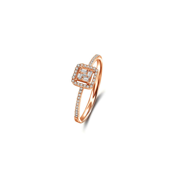 18k Gold Rectangle Shaped Diamond Ring - Genevieve Collection