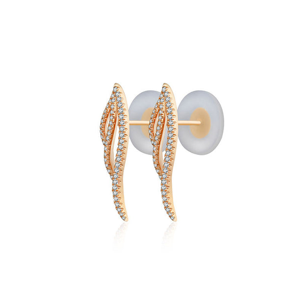 18k Gold Angel Wing Diamond Earring - Genevieve Collection