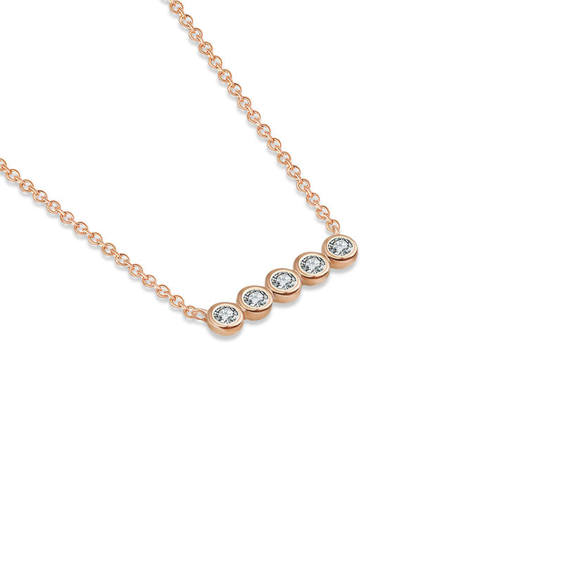 18k Gold Horizontal Dot Diamond Necklace - Genevieve Collection