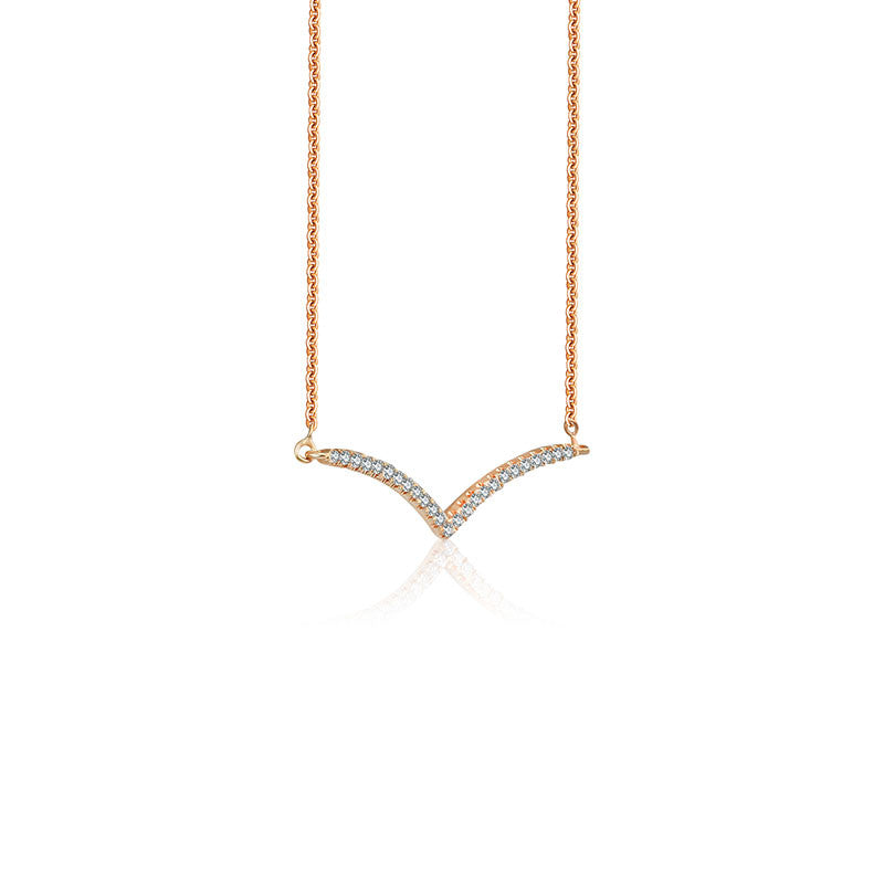 18k Gold Double Curve Diamond Necklace - Genevieve Collection