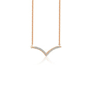 18k Gold Double Curve Diamond Necklace - Genevieve Collection