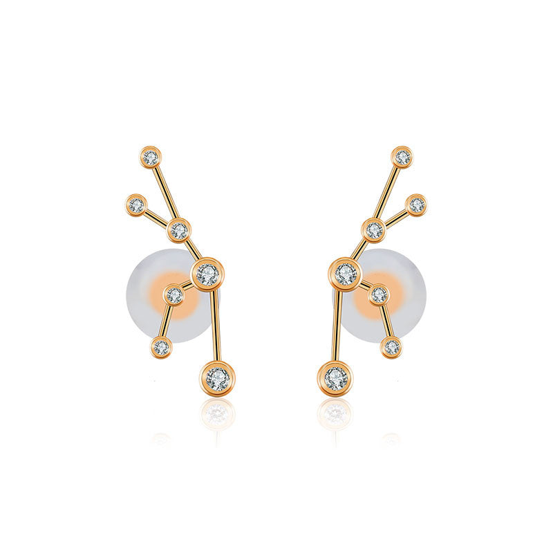 Taurus Zodiac Constellation Earring 18k Gold & Diamond - Genevieve Collection