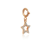 18k Gold Hollow Star Shape Diamond Charms - Genevieve Collection