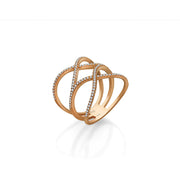 18k Gold Double Wave Diamond Ring - Genevieve Collection